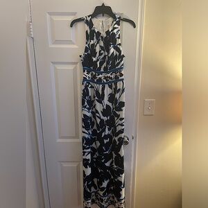 London Times Blue Floral Formal Dress